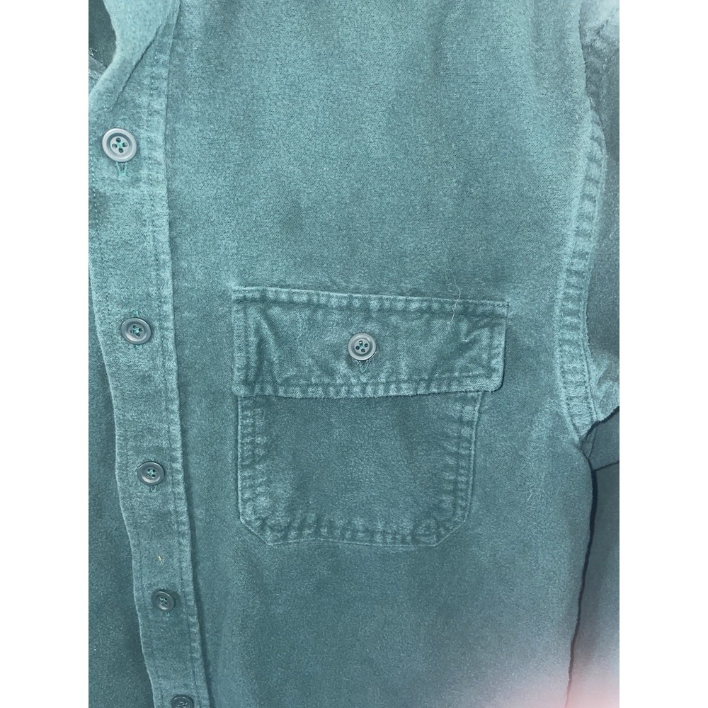 Vtg LL Bean USA Mens Button Up LS Chamois Cloth Flannel Shirt Green Size Lg Tall - Picture 3 of 6